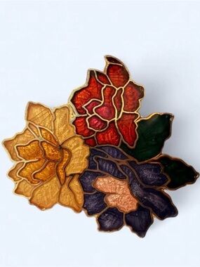 Floral Cloisonné Enamel Pin - Multicolor Flower Brooch